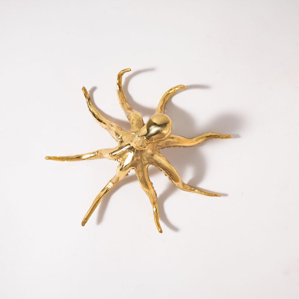 Metallhandwerk Goldener Oktopus Simulationstier Skulptur Oktopus Ornament Metallfigur Heimdekorationszubehör