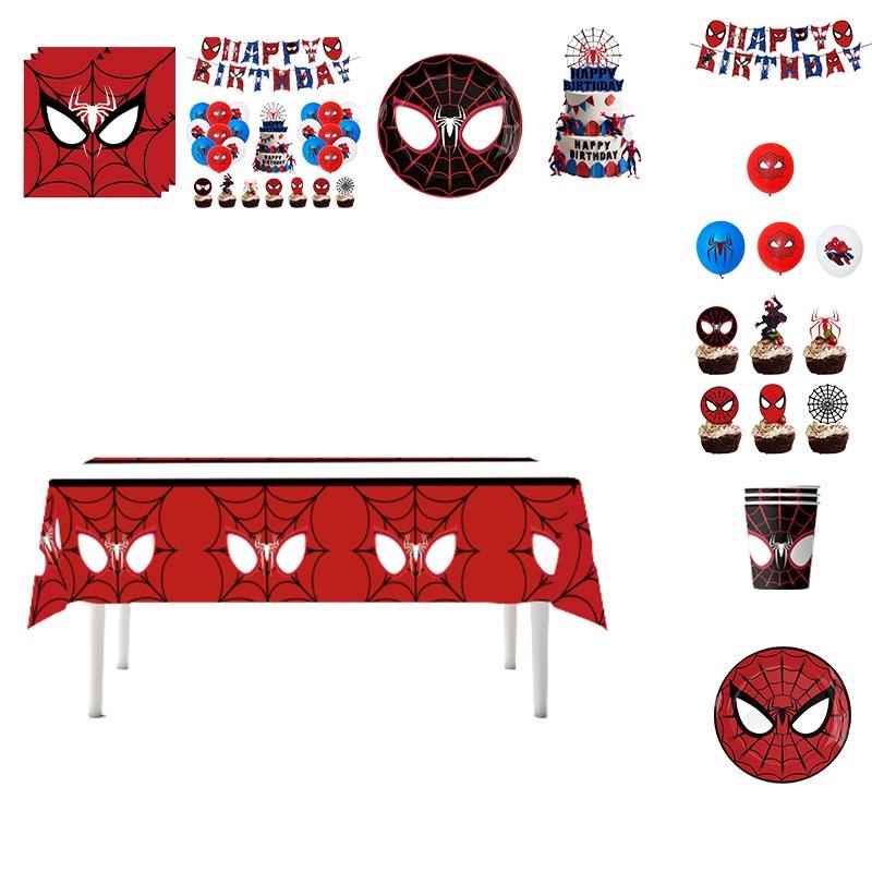 Spiderman Themed Birthday Party Supplies Set Red Masks Paper Plates Cups Napkins And Cutlery
