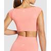Gymshark Luxe Seamless Boat Neck Crop Top Bros Muted Coral Marl B3b5i Kcqx