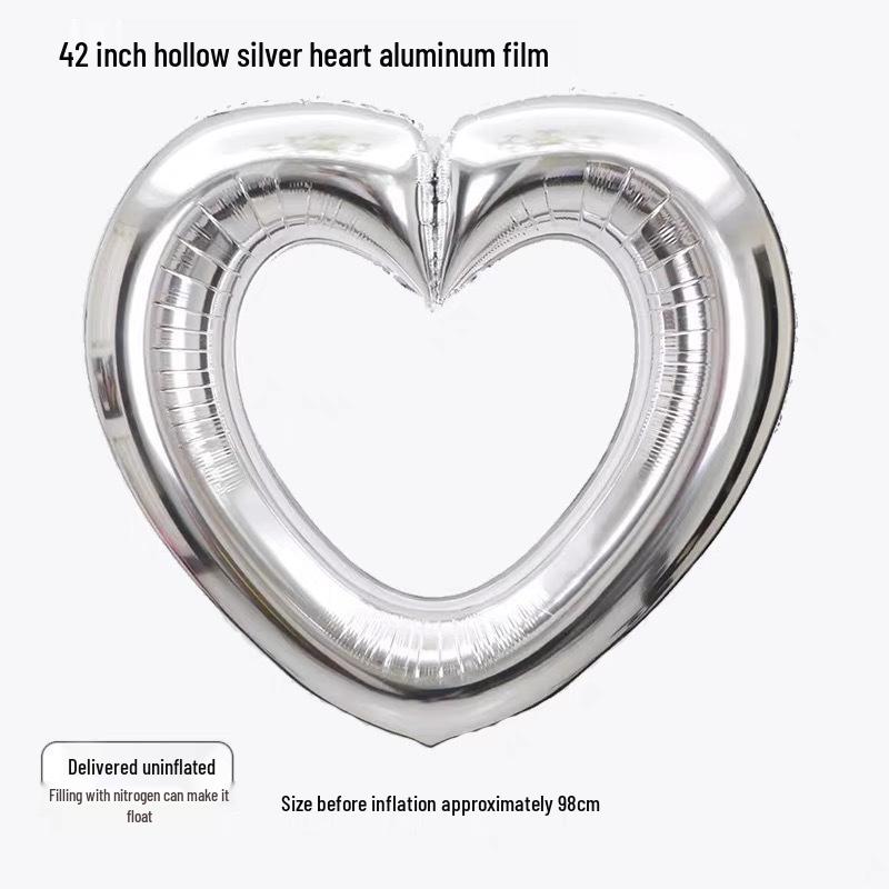 Hollow Heart-Shaped Large Aluminum Balloon Pendant for Valentine's Day Store Decoration
