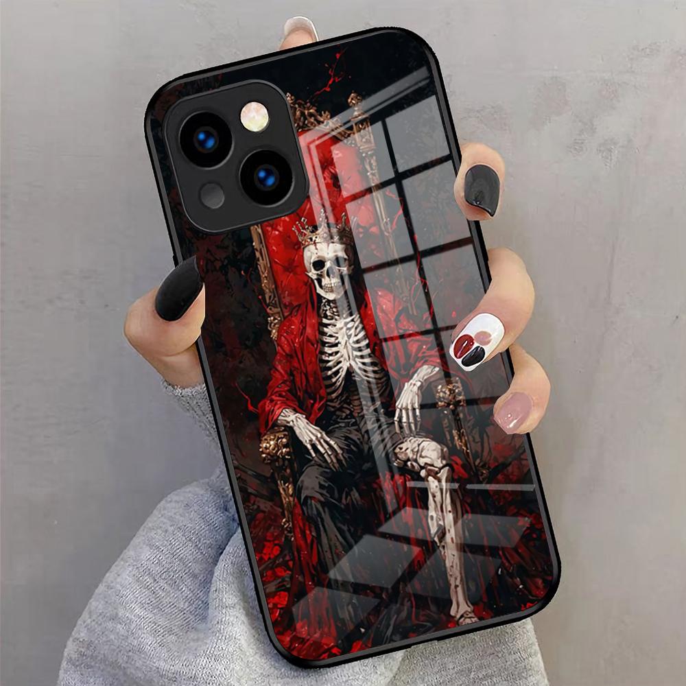 S-Skull S-Skeleton Grim Reaper Phone Case For IPhone 17 Pro Max 16 15 14 Pro Max 13 11 X Xs Xr 8 7Plus Glass Cover