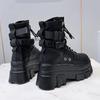 Rimocy Green Punk Chunky Platform Motorcycle Boots Women Autumn Winter Gothic Shoes Woman Thick Bottom Lace Up Ankle Botas Mujer