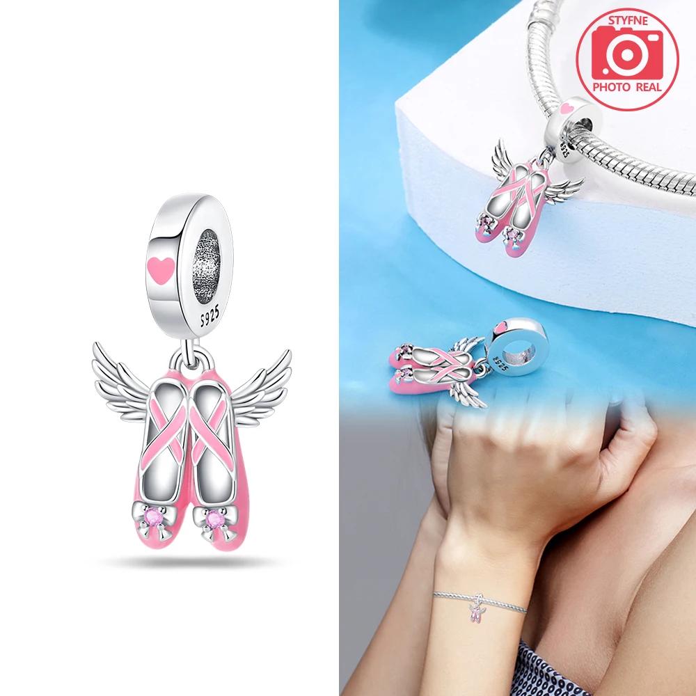 New Copper Colors Pink Flat Shoe Pendant Fit Copper Colors Original Bracelets Diy Birthday Jewelry Gift