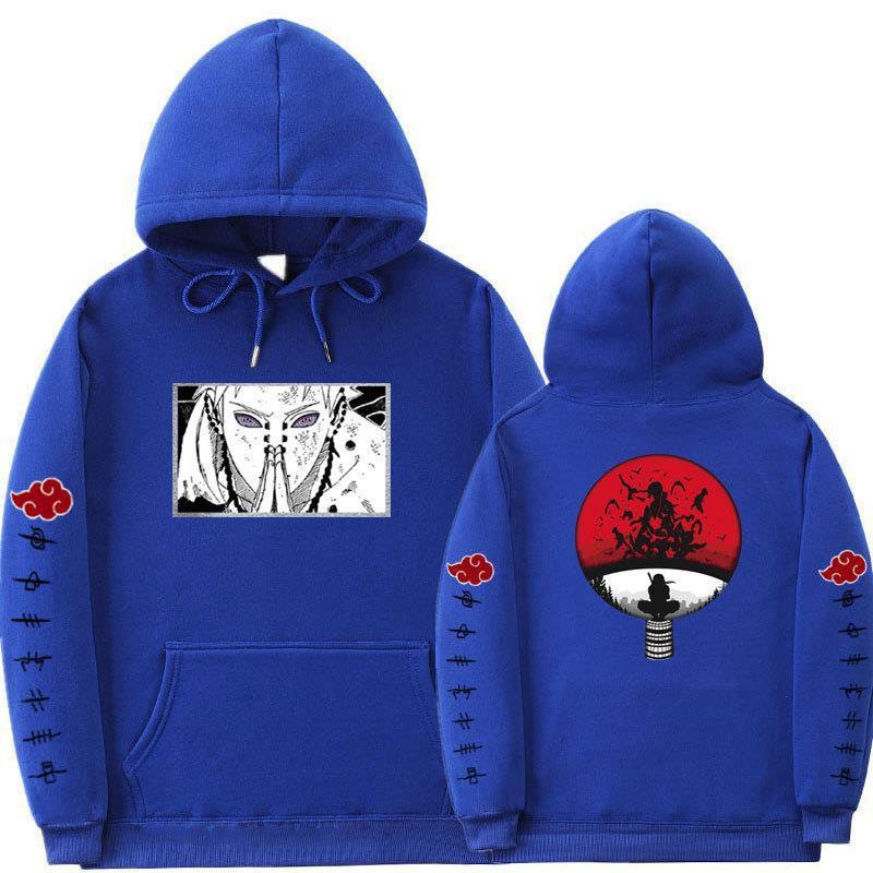 Mens Oversized Hooded Sweatshirt With Naruto Anime Print Fleece-Lined Streetwear Teens Fall Season