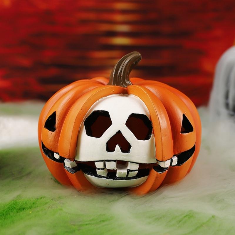 Handmade Resin Pumpkin Halloween Pumpkin Decorations Jack O Lantern for Home Porch Front Door Mantel Room Decoration