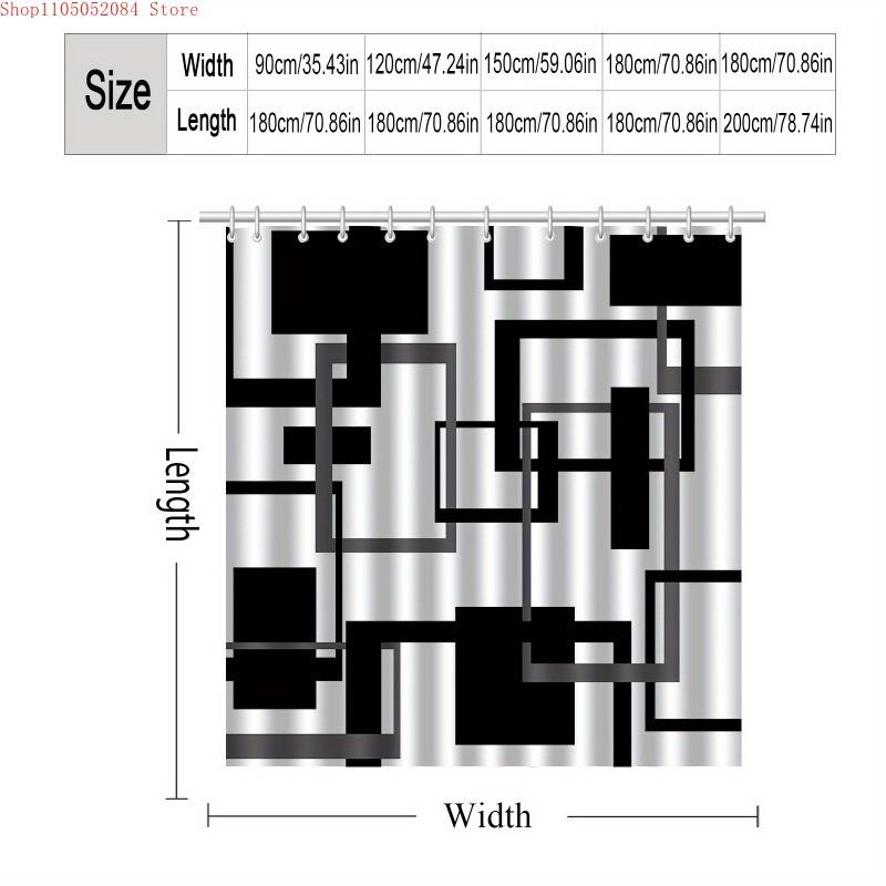 1pc geometric pattern printed shower curtain high end   -   With Hooks Waterproof Mildew Proof Easy Install Washable