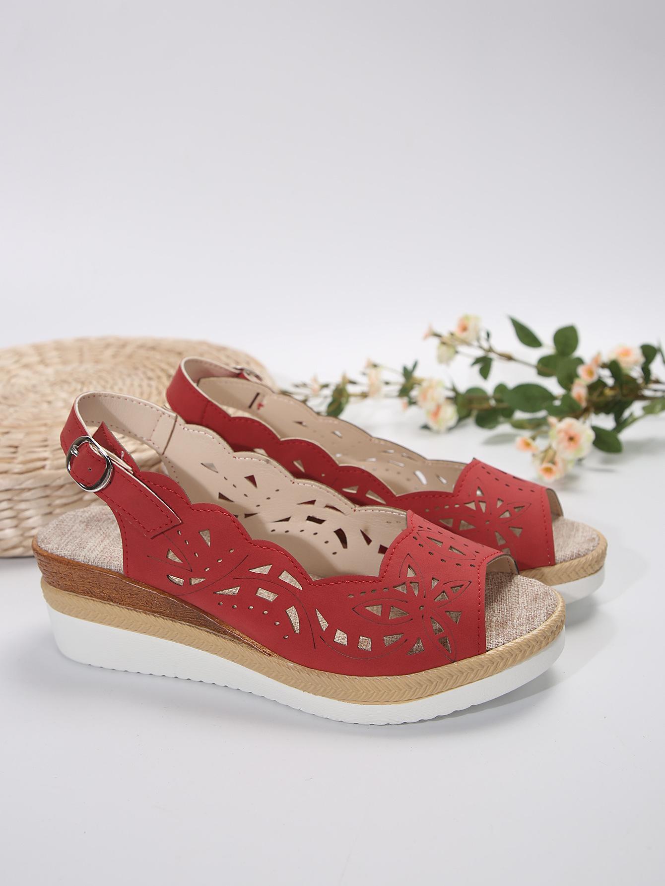 

2025 Independent Station New European and American Sandals Large Size Foreign Trade Hemp Rope Bow Heel Casual Sandals Women s Shoes 43 красный