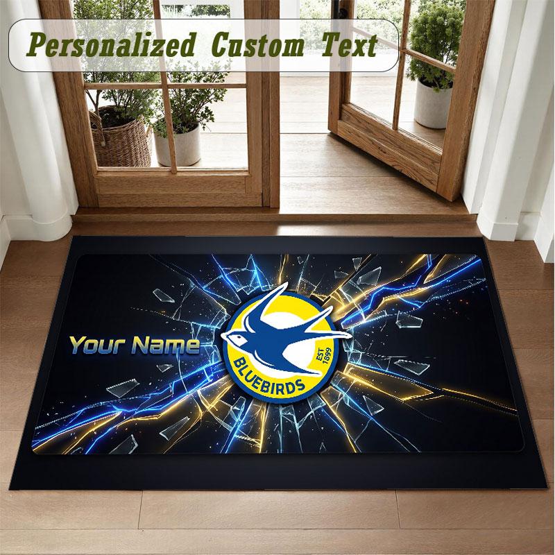 Crystal Velvet Square Rug Custom NameCardiff City Pattern Non Slip Home Floor Decor Rug