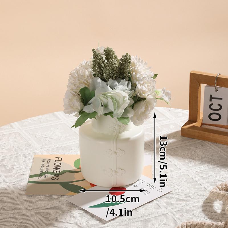 Chinesischer Stil Plastikvase Imitation Porzellan Blumentopf Kreativer Blumenarrangementsbehälter Trocken Nass Raum Desktop Dekor