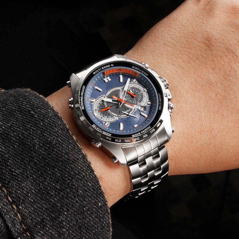 Casio EDIFICE Serisi EQW-M710 Erkek Hassas Paslanmaz Çelik Saat Zinciri Kavisli Uç Ağız Metal Saat Bileziği Kayışı 22mm