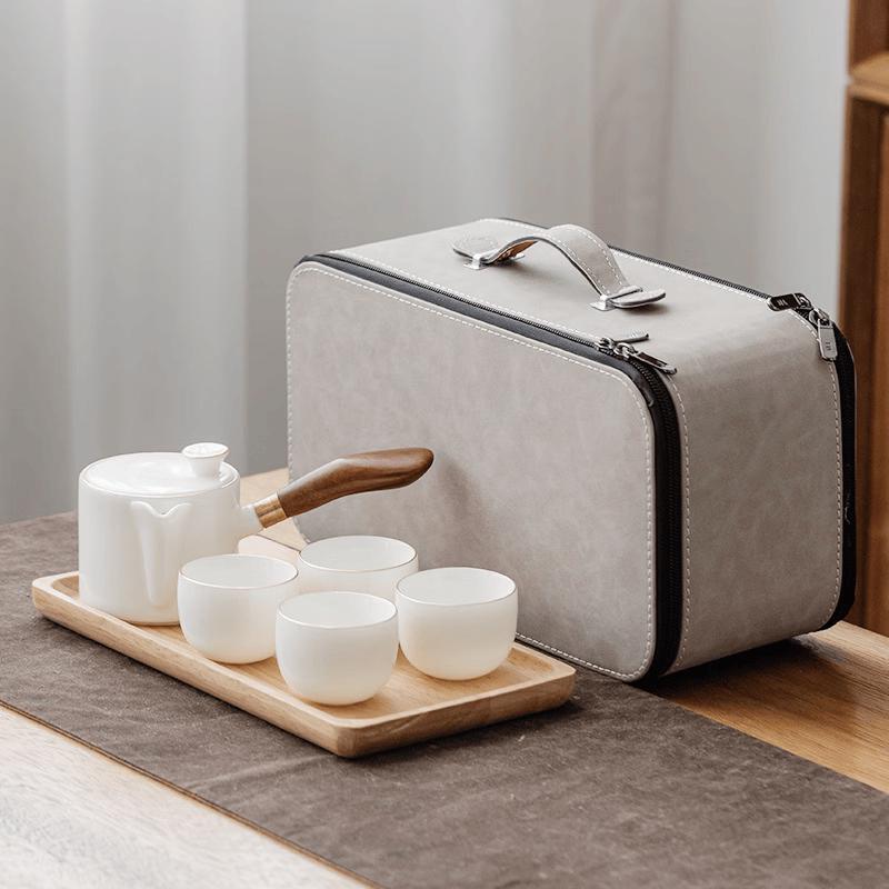 Chaxun Mutton Fat Jade Porcelain Portable Travel Tea Set