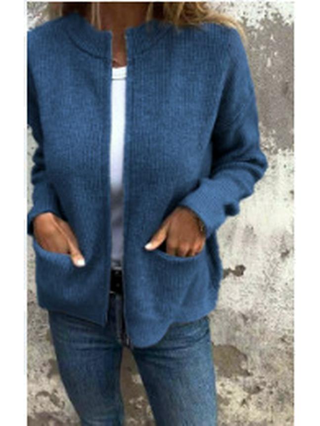 2024 Women's Autumn/Winter Bestseller Casual Stand-Up Collar Zipper Jacket with Pockets