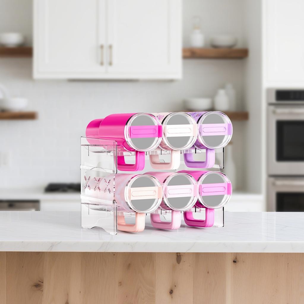 Tumbler Organizer For Stanley 40oz Water Bottle Organizer Stackable Beverage Rack Water Bottle Holder Cabinet Storage Shelf