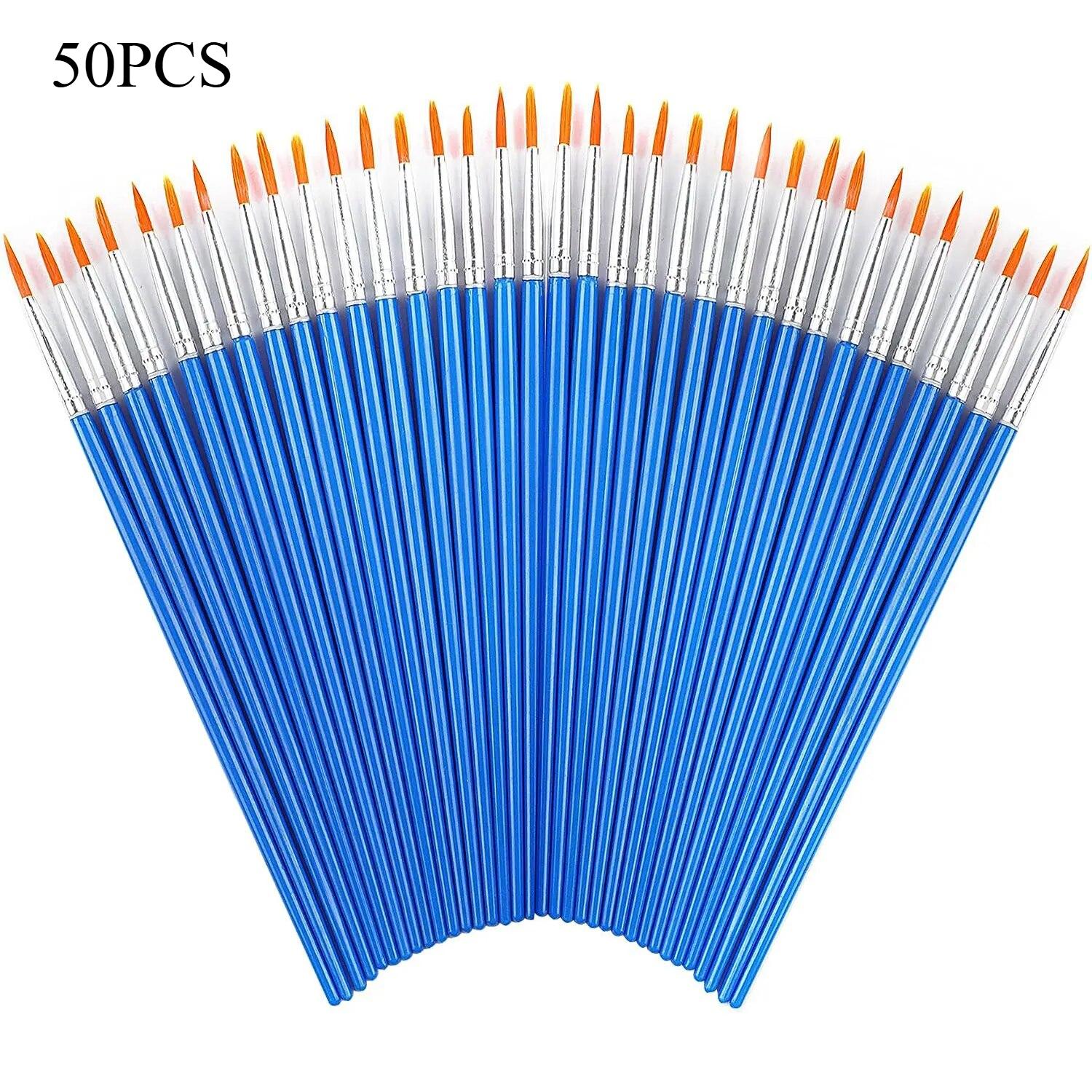 

Набор из 50 кистей для рисования, круглая плоская щетина из нейлона, кисть для рисования маслом, акрилом, акварелью, для детей/художников/новичков/студентов