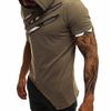 Men Causal Short Sleeve Ripped Irregular Hem Slim Blouse T-shirt Fitness Hoodie