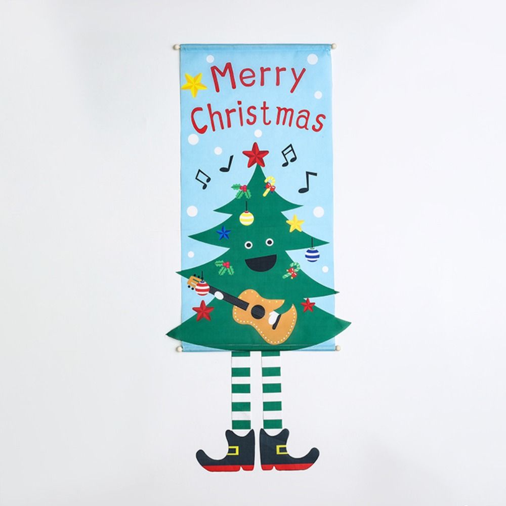 Santa Claus Xmas Door Banner Snowman Decoration Hanging Cloth Creative Christmas Hanging Flag  Door