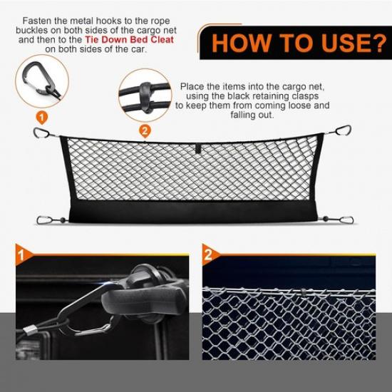 Pickup Truck Bed Envelope Style Cargo Net For Silverado/GMC Sierra 1500/Tundra