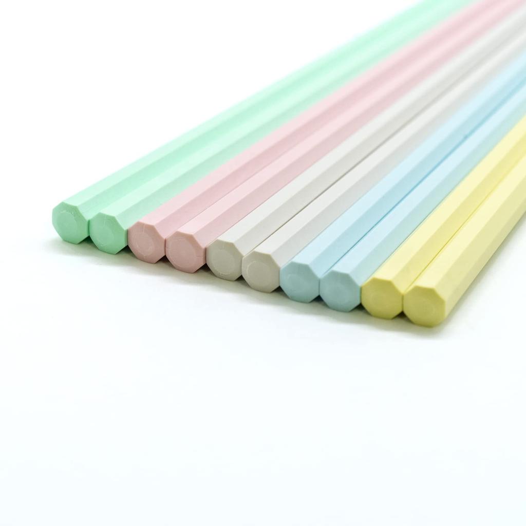 set of resin made in product number 264895 Dishwasher-safe chopsticks, 23cm, 5, professional-grade chopsticks, octagonal, pointed, pastel, colorful,
