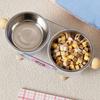 Stainless Steel Elevated Cat Bowl Double Bowls Non-Slip Neck Protection Bowl Neck Support Cute High Foot Dog Feeder Easy Clean