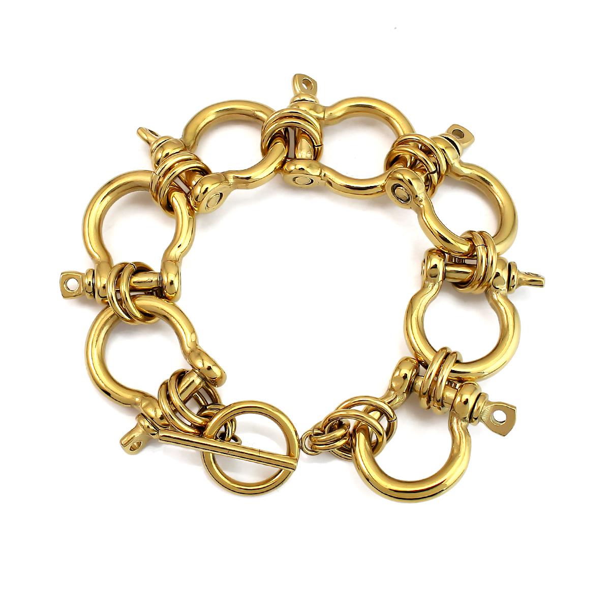 

Waterproof Non-Tarnish 18K PVD Gold Plated 316L Stainless Steel Horseshoe Clasp Charm Bracelet Geometric Link Chain Fashionable