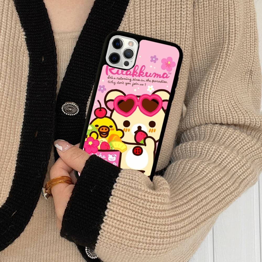 Anime Cute Cartoon Rilakkuma Movie For IPhone 17 16 15 14 13 12 11 Mini Pro Max Plus PC+TPU Back Phone Cover