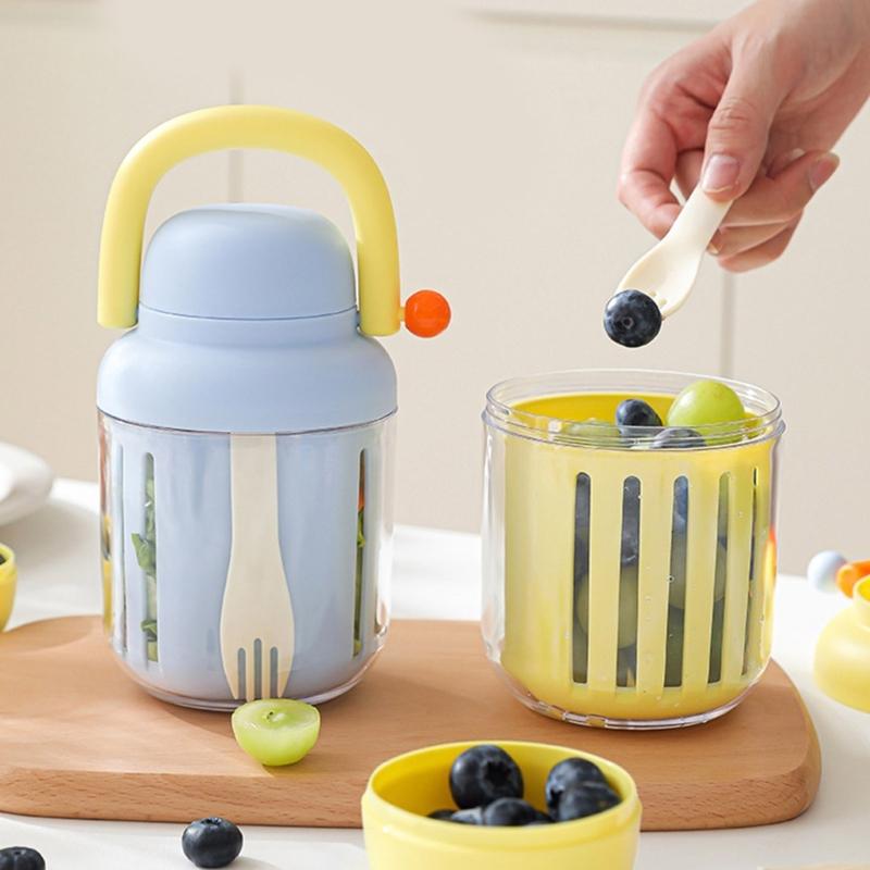Vegetable Fruit Shaker Cup with Detachable Sauce Compartment Portable Large Capacity Breakfast Storage Container