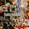 White Horse Christmas Hanging Pendant Acrylic Bag Pendant Charms Car Horse Pendant 2D Flat Christmas Tree Ornament