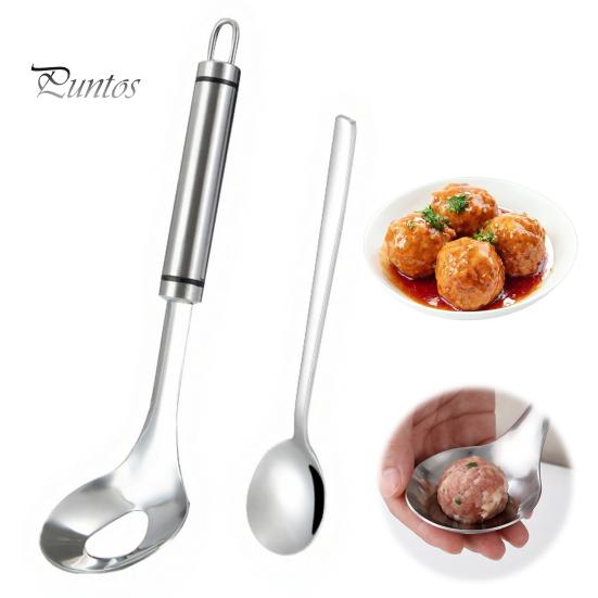 Durable Metal Food Scoop 2Pcs 304 Stainless Steel Meatball Maker, Non-Stick for Maker Baking Homemade Meatballs, Versatile Kitchen Tool Fruit