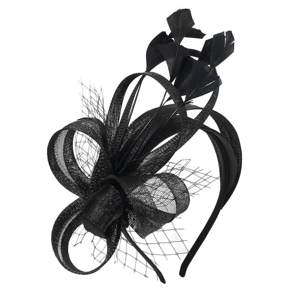 Elegante Chapéu Fascinator com Pena e Flor para Senhoras - Perfeito para Casamentos, Chás da Tarde e Eventos de Derby