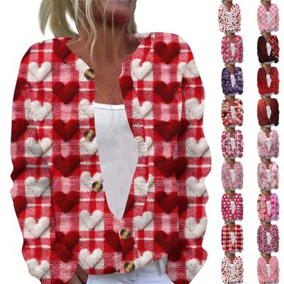 Women's Casual Fashion Printed Long Sleeve Top Cardigan Button Jacket