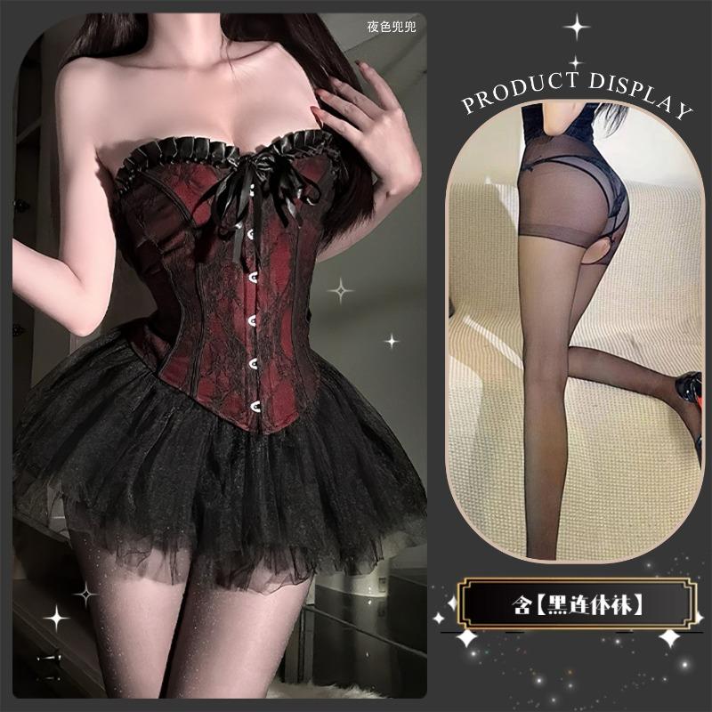 Retro Cat Sexy Court Style Lace Tube Top Vest Bra Pure Waist Can Be Worn with a Fluffy Skirt Uniform