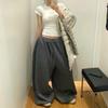 VIONA Y2K Streetwear Grå Sweatpants Dam Koreanska Överdimensionerade Lösa Allt-Match Sportsbyxor Hög Midja Dragsko Avslappnade Vida Byxor