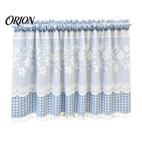 Bandeau à carreaux Rideaux Rideau floral, Bandeau de fenêtre style ferme, 1 panneau, Léger pour cuisine Rideau filtrant avec tunnel pour tringle Salle à manger Chambre à coucher