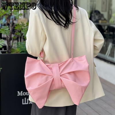 Torba typu tote z kokardą, duża pojemność, torba typu crossbody, torba na ramię, płócienna torba damska