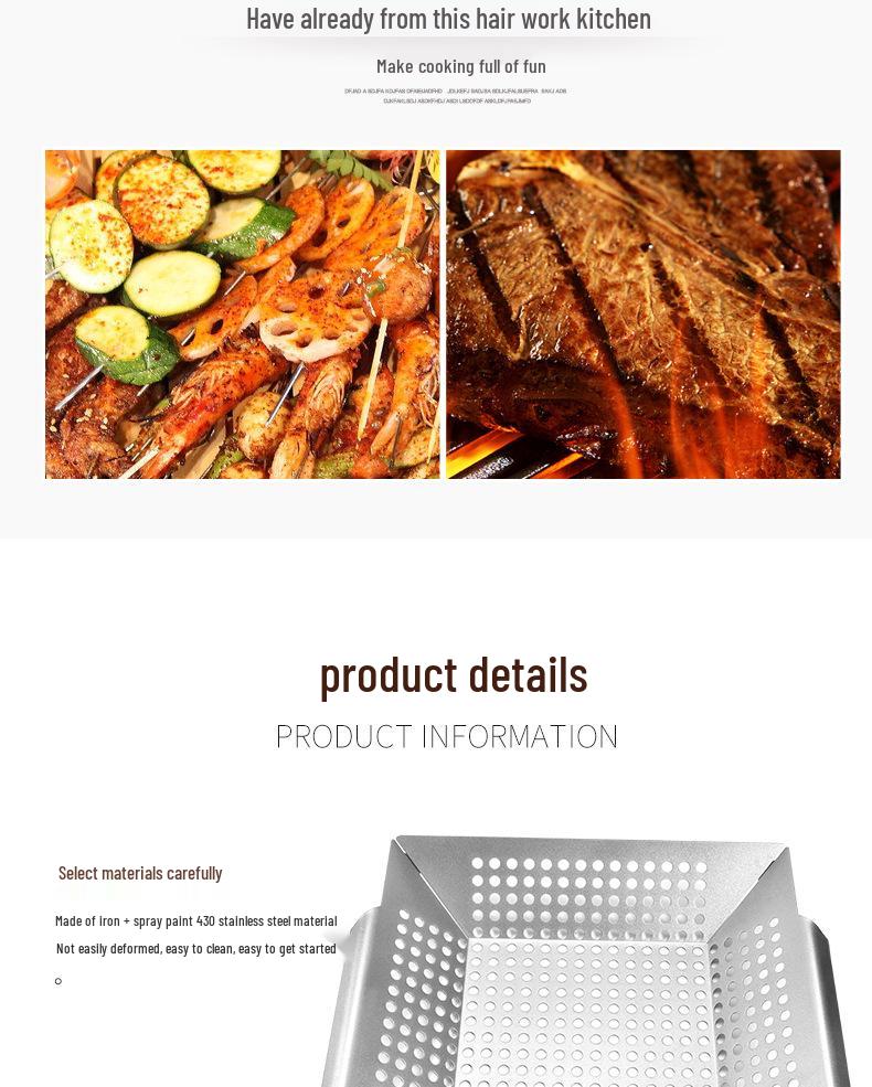 Stainless Steel BBQ Vegetable Grill Basket Pan