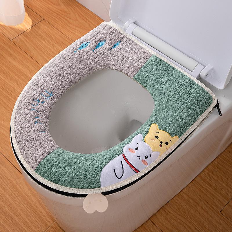 Cute Cat Toilet Seat Warm Cushion Home Four Seasons Universal soft Toilet pad Covers Winter Warmer Thickening Potty Mat WC cape