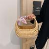 New Trendy and Cool Personalized Rattan Commuter Women's Basket Bag Fashionable Xiaoxiangfeng Portable Small Square Bag
