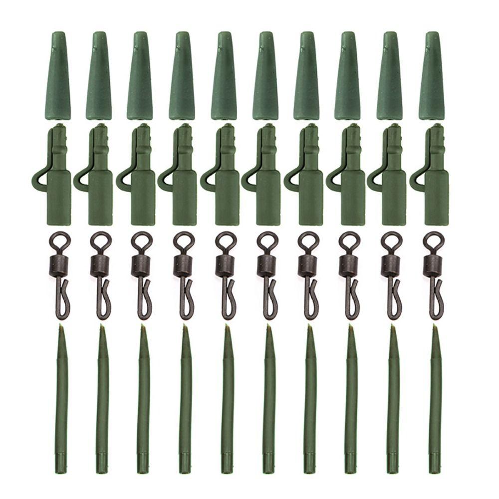 40Pcs/lot Carp Rig Coarse Quick Change Swivels Tail Rubber Cone Anti Tangle Sleeves