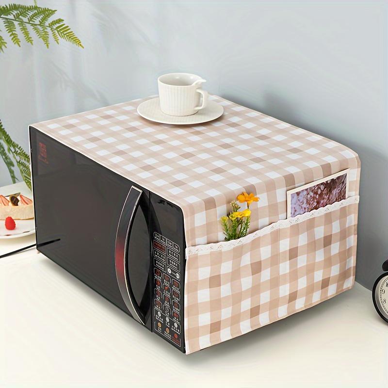 

1 шт. Пилозахисний чохол побутової з бічними кишенями Пилозахисний чохол для мікрохвильової печі 35 * 100cm кавовий