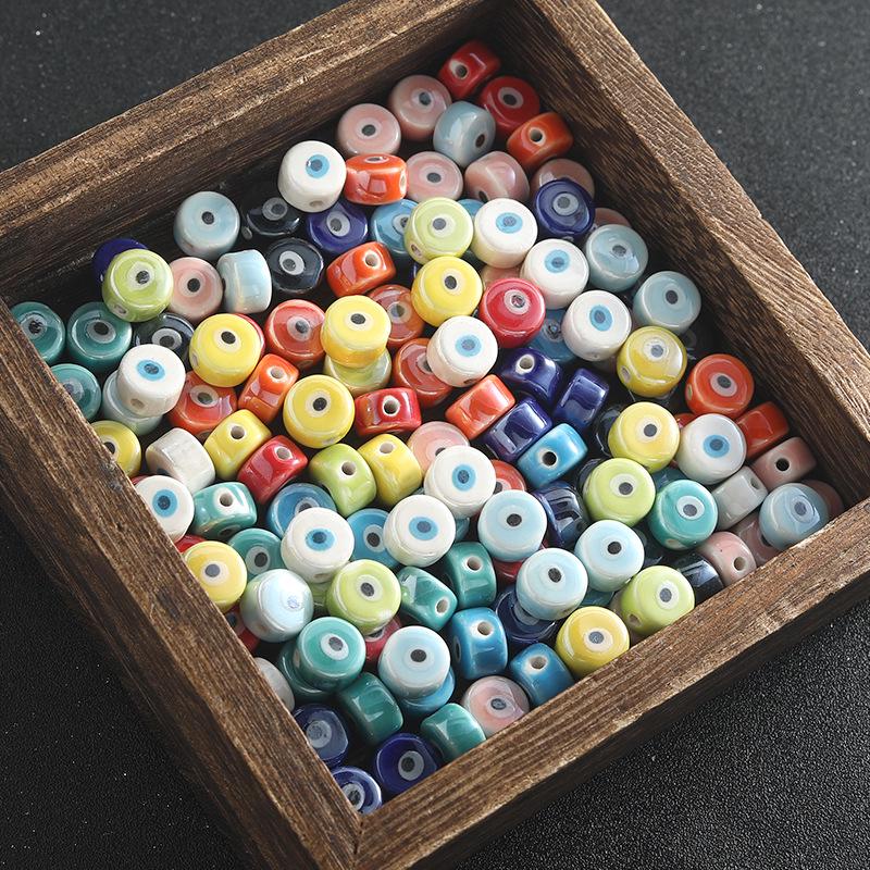 Colored Spacer Demon Eye Ceramic Bead Bracelet - DIY Jewelry Accessory with Loose Beads for Bracelets and Phone Chains