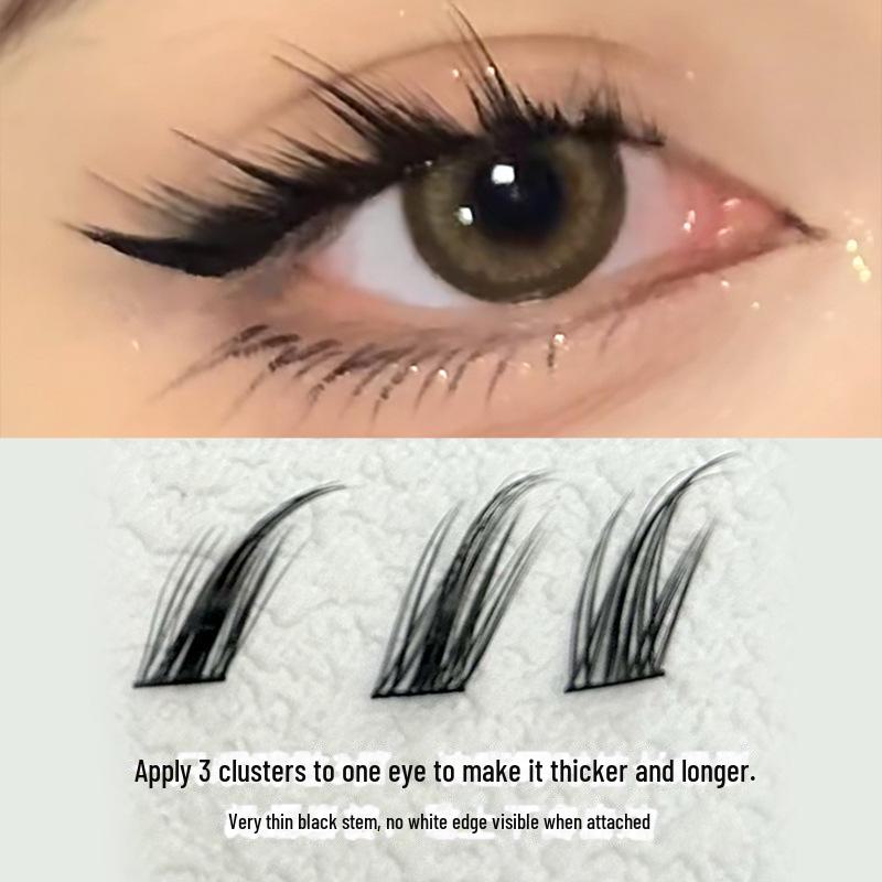 Mengji Shangpin Dense Clustered False Eyelashes, 12 Rows, European & American Style, Light & Volumizing Oblique Fox Eye Design