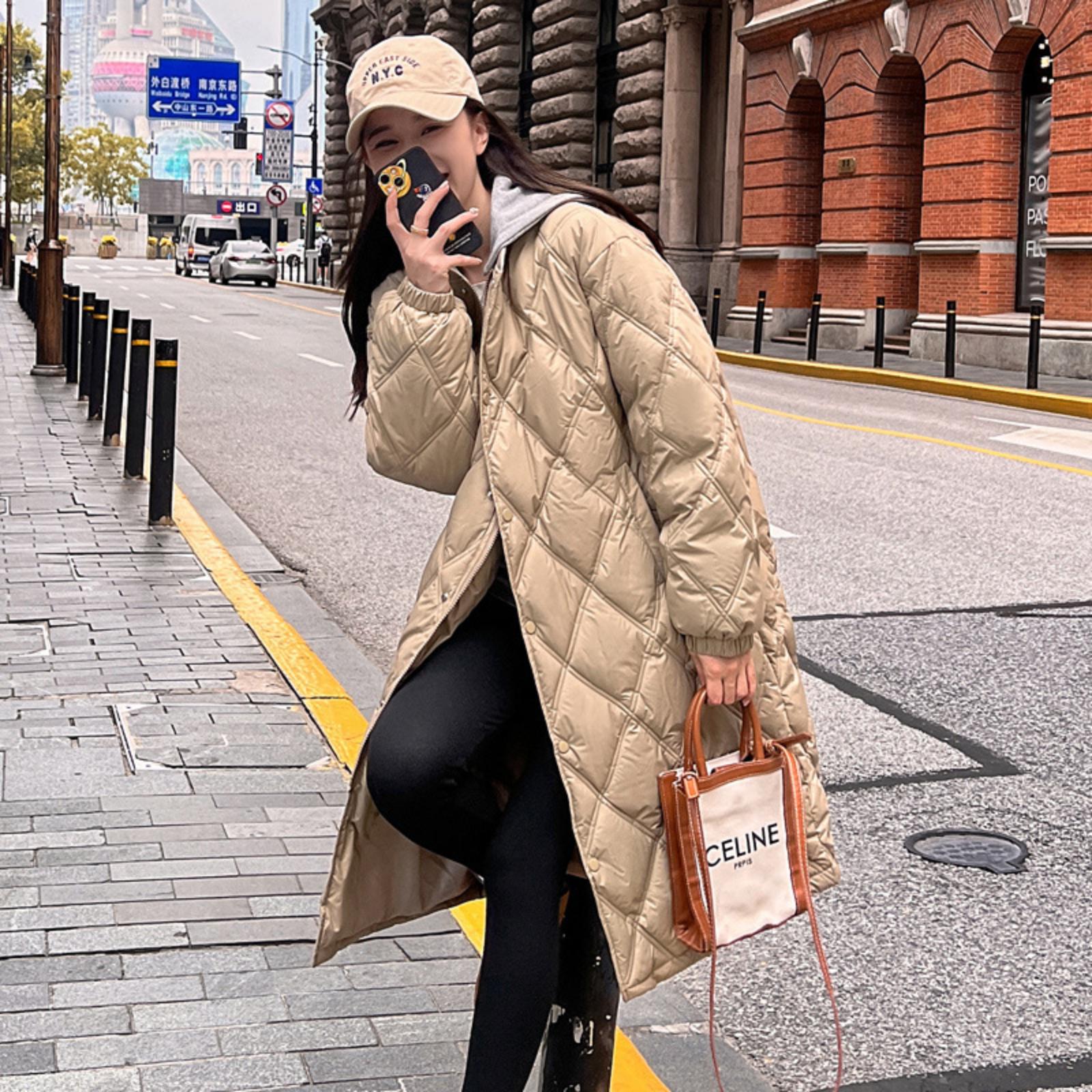 

Женское свободное пальто со съемным капюшоном, теплое хлопковое пальто M хаки