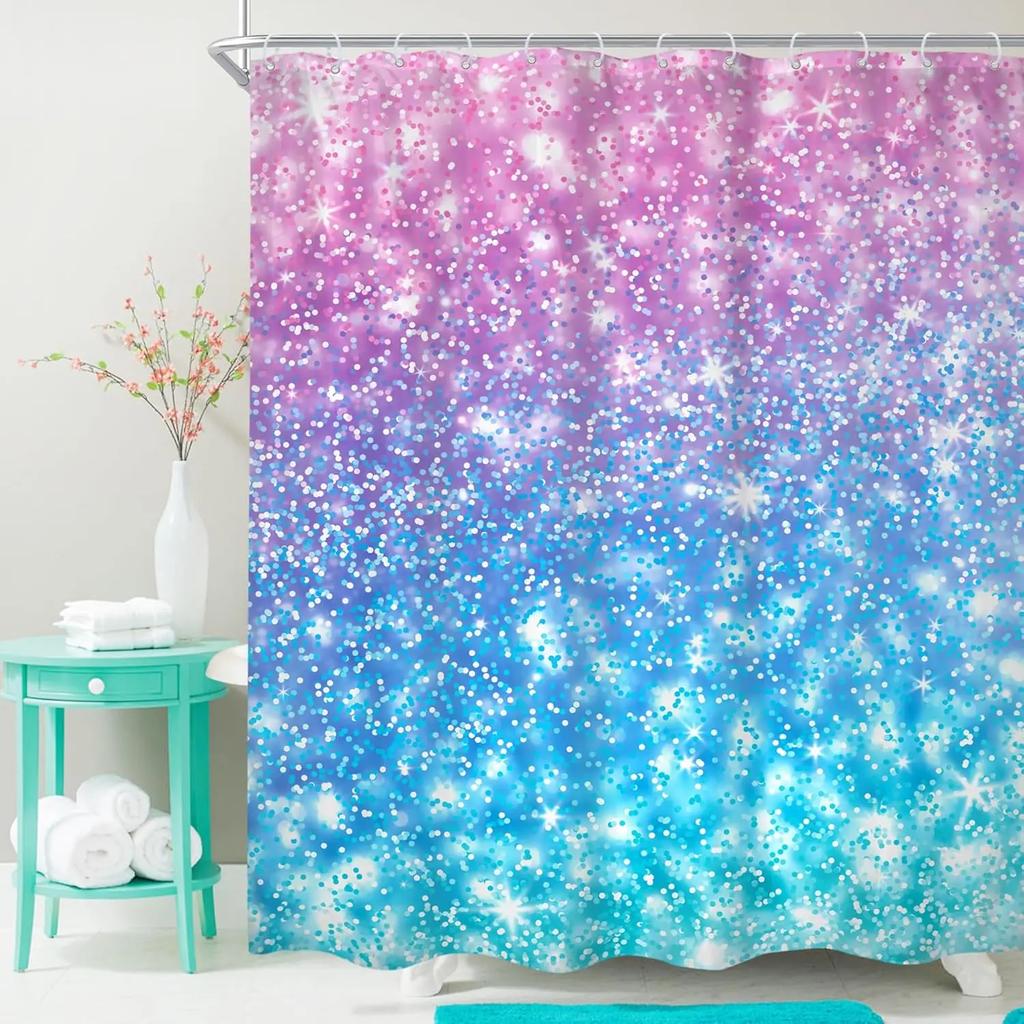 Kids Shower Curtain Cute Cartoon Alphabet ABC Sea Animal Blue Educational Ocean Bathroom Curtain Set Baby Boys Girls BathCurta