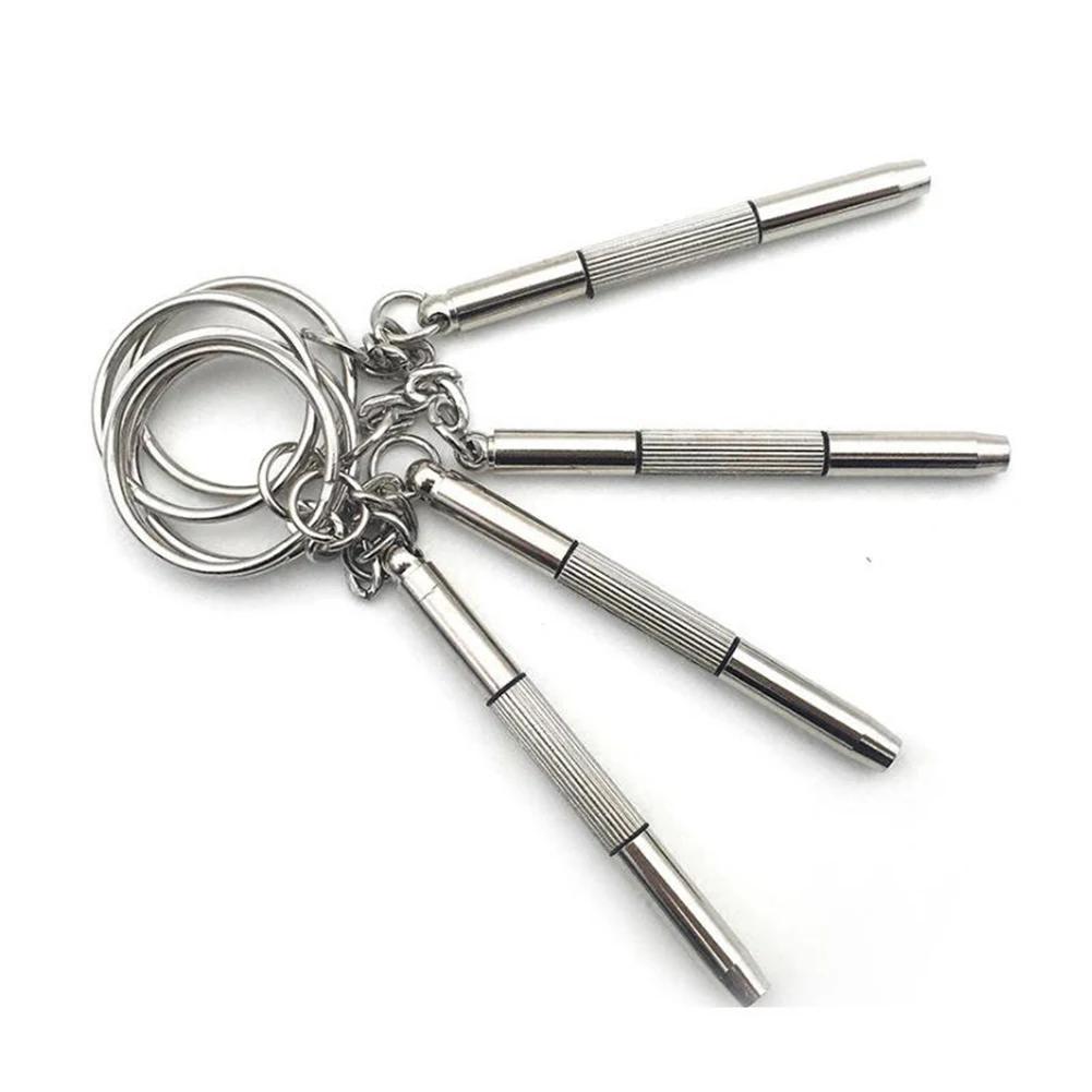Mini 3in1 Screwdriver Tool With Flat Cross Star Nut Drivers For Eyeglass Watch And Phone Repair With Keychain For Easy Carry