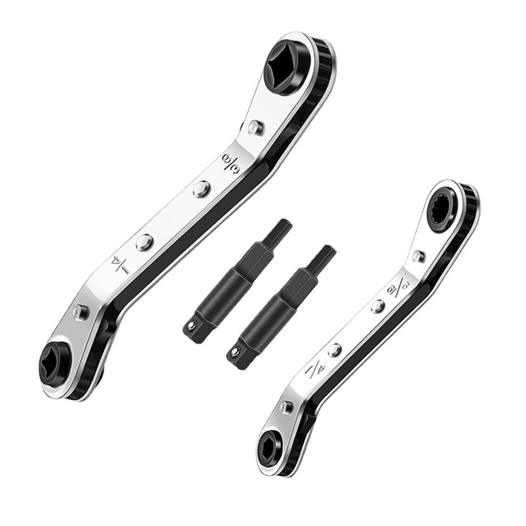 Service Wrench Refrigeration Wrench With 2Pcs Hex Bit Adapter For Air Conditioning Refrigeration Tool Equipment Repair