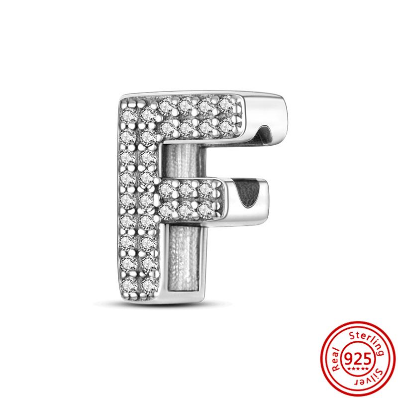 925 Sterlingová měď Čirý zirkon Třpytivé 26 písmen abecedy A-Z DIY Korálky na jméno Vhodné pro originální náramek s přívěsky Pantaro Zirkon