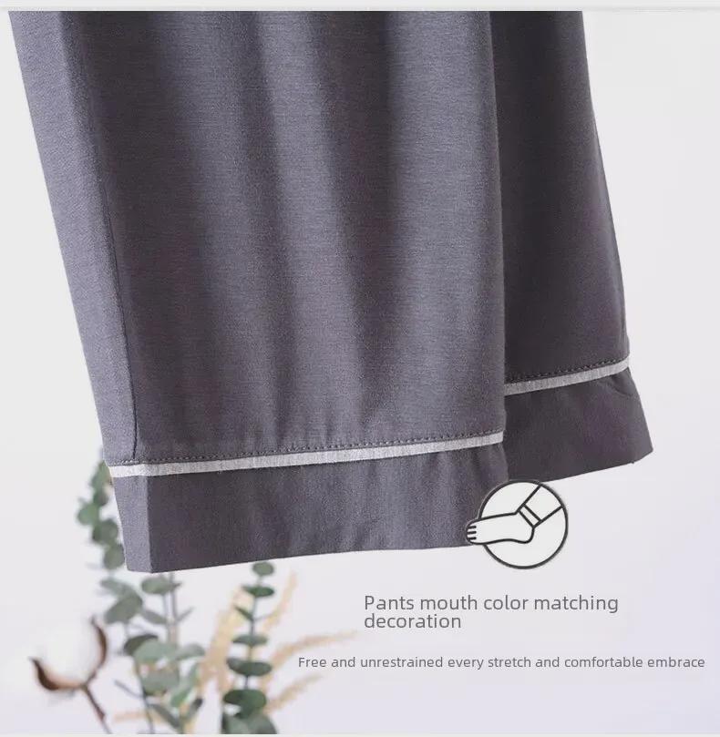 Pantaloni de pijama modal ocazional pentru bărbați – pantaloni largi, subțiri pentru acasă pentru ținute de interior/exterior