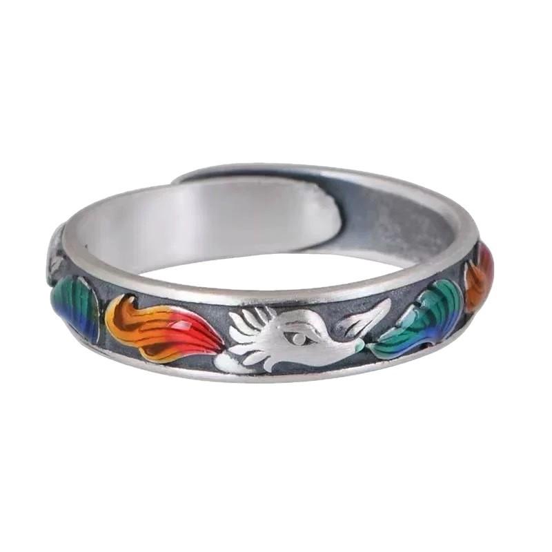 Adjustable Enamel Fox Ring, Stainless Steel Color Painting Jewelry for Women Men, Comfort Fit Daily Wear Gift Idea