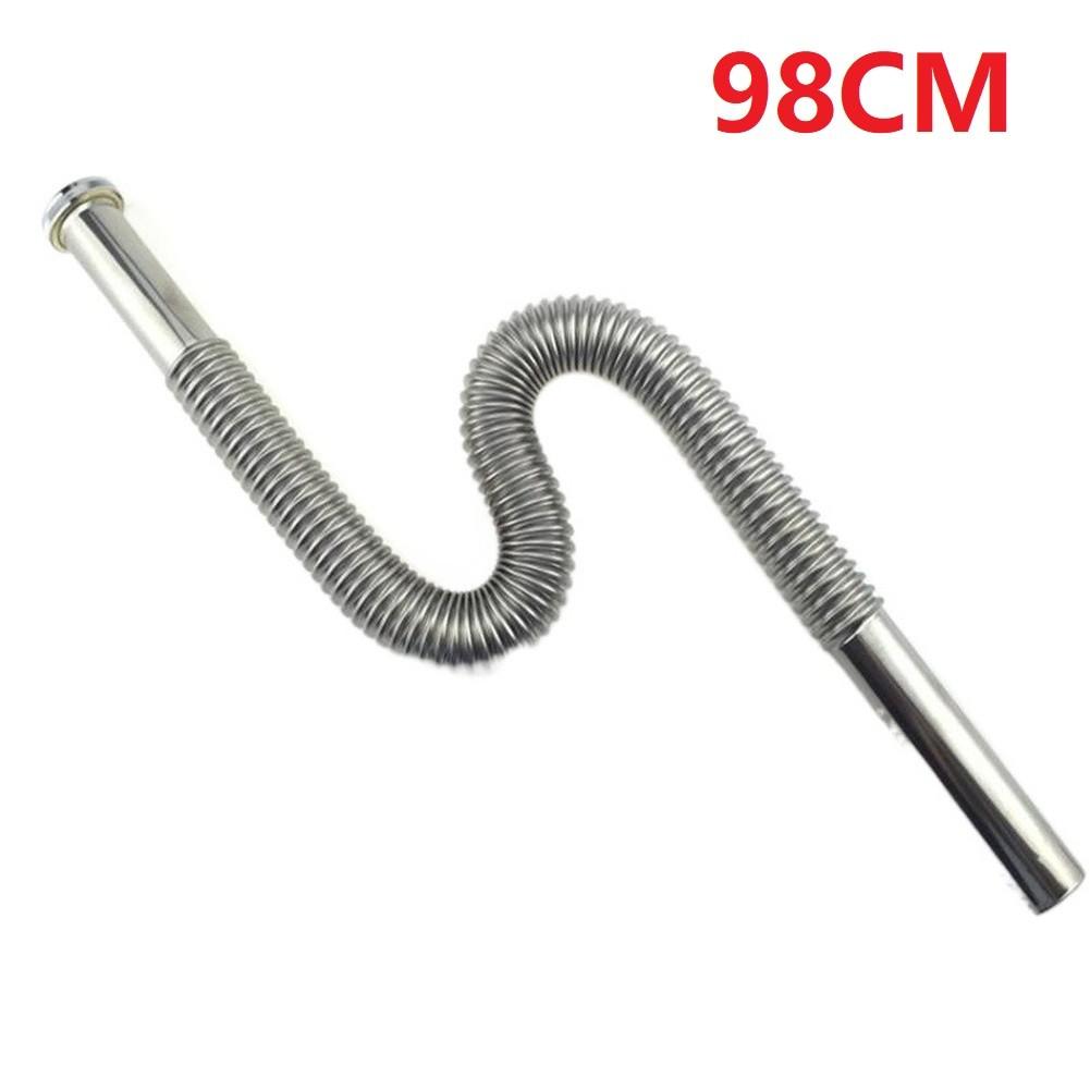 Drain Pipe Flexible Stainless Steel Hose with S Bend for Sink Basin 80 90 100cm