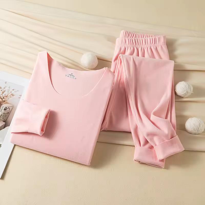 Women's Seamless Thermal Underwear 1 Set Winter Warm Clothing Comfortable Underwear Ladies Sexy Solid Lingerie Long Warm Set